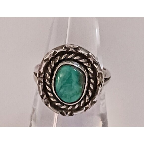 Vintage Navajo Native American Turquoise Sterling Ring sz 6.5 Signed "MP" (1444) - Picture 1 of 6